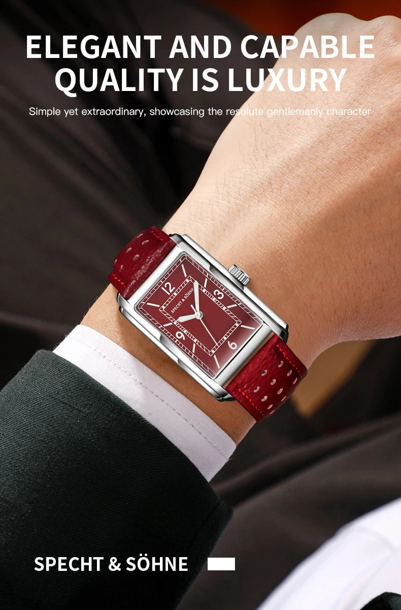 2025 New High Quality 27MM Specht & Söhne Square Men's Watch Sweep VH31 Movement Steel Reloj Hombre Sapphire Crystal Waterproof