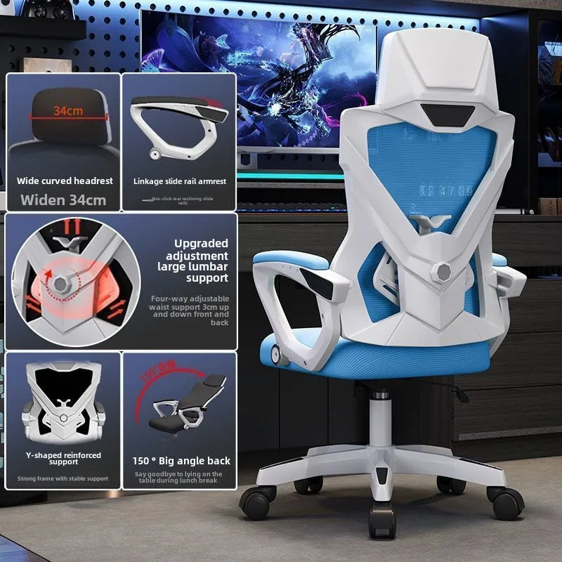 Ergonomic Computer Chair Home Office Chair with Reclining Seat, Comfortable Gaming Chair, Adjustable Desk Chair for Students & Workspaces