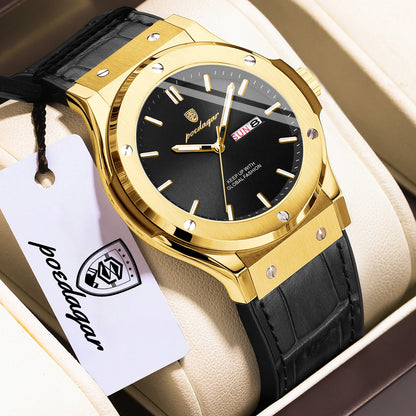Orologio da uomo POEDAGAR – Modello originale, stile professionale, impermeabile, cinturino in silicone, indicazione di data e giorno, movimento al quarzo, orologio di lusso alla moda.