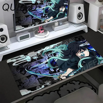 Computer Table Mat Keyboard Desk Pads Anime Mouse Pad Kawaii Girl Mousepad 900x400mm Rubber Non-slip Mouse Mats Demon Slayers XL