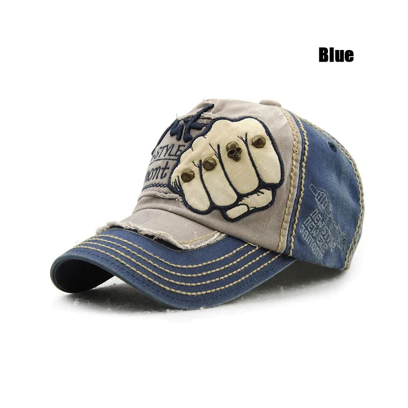 Fashion Baseball Cap Sports Outdoors Casual Cap Sun Hat Gorras Hip Hop Caps One Size Adjustable Unisex Fist Rivet Patch