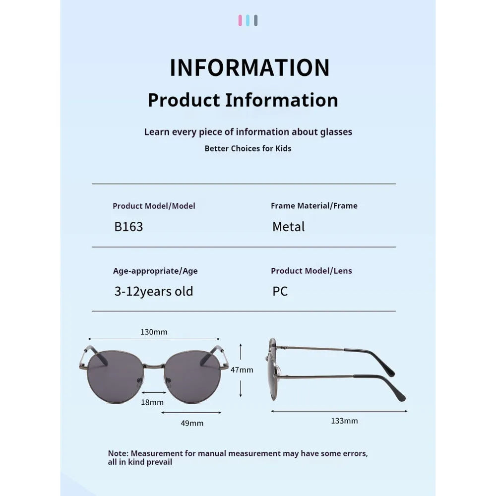 2025 New Straight Metal Sunglasses Boys And Girls, Small Oval Children's Glasses For Babies