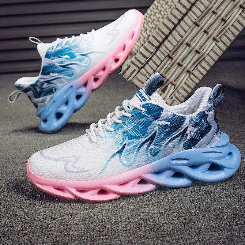 Men's Running Shoes Mesh Breathable Flat Cushioning Soft Comfortable Sneakers Outdoor Gym Trendy Casual Jogging Shoes for Men