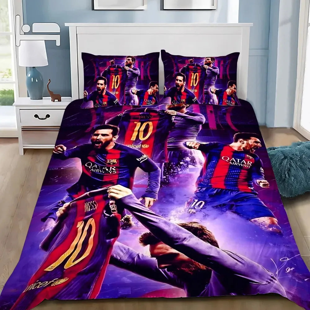 Football Star M-messis Duvet Cover Pillowcase Bedding Set Adult Boy Girl Bedroom Decoration Children Single Double Large Size