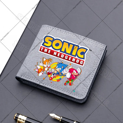 Sonics Mens Purses Men Wallets Cartoon Anime Graphic Print Cute Purse Portable Large Capacity Card Packs Birthday Party Gifts