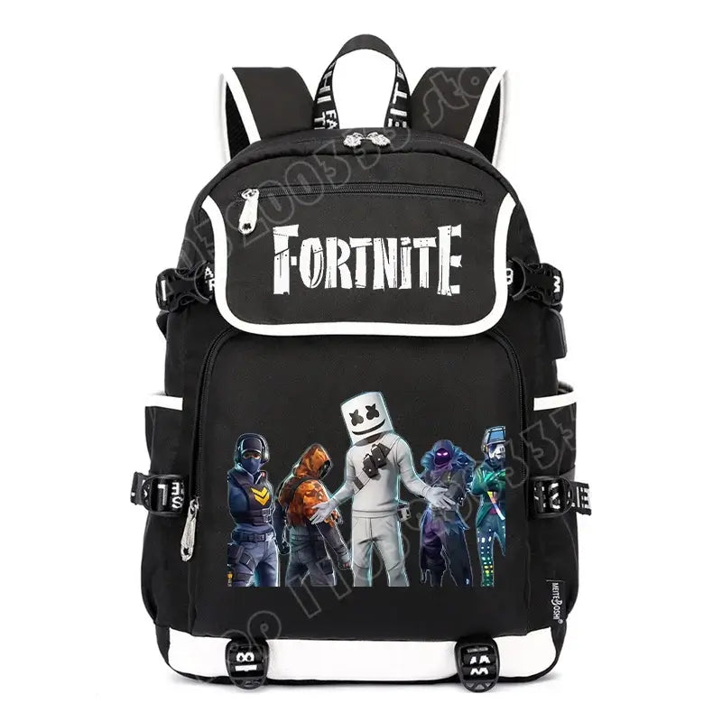 Fortnites раница с голям капацитет, ежедневна чанта за рамо с USB порт, унисекс аниме ученическа раница, нов стилен подарък за канцеларски принадлежности