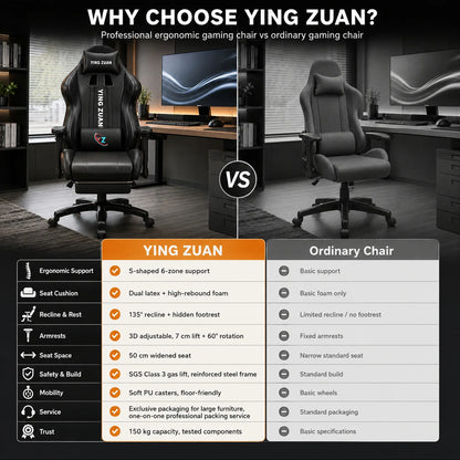AOLIVIYA Ergonomic Gaming Chair with Footrest, Reclining Computer Chair, 3D Adjustable Armrests, Lumbar Support Seat for Home Office