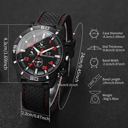 Men Sports Watches Casual Silicone Band Men's Quartz Watch Clock Reloj Hombre（Without Box）