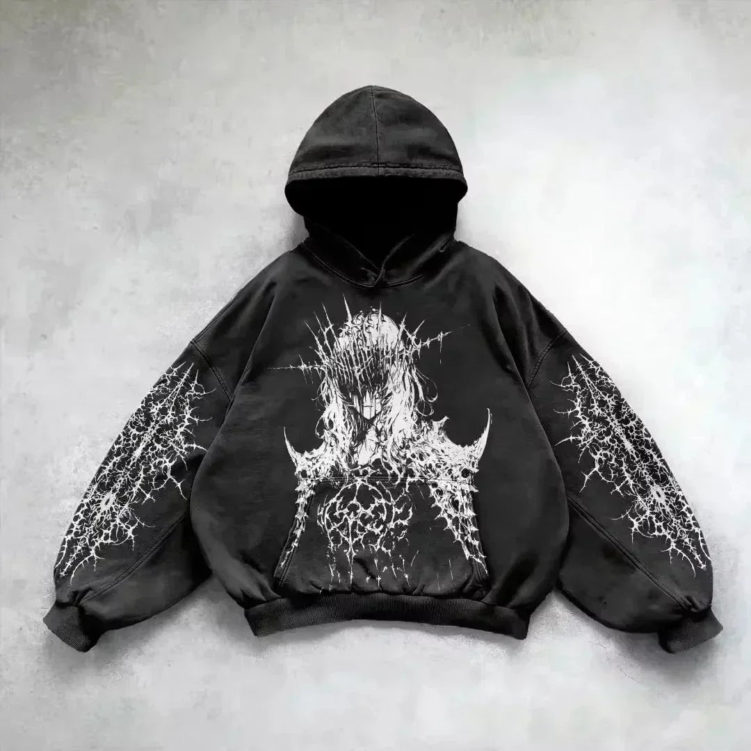 American Y2K New Hip Hop Trend Retro Hoodie Women Street Casual Loose Joker Vintage Sweatshirt Unisex Fleece Padded Warm Hoodie