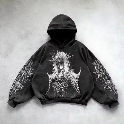 American Y2K New Hip Hop Trend Retro Hoodie Women Street Casual Loose Joker Vintage Sweatshirt Unisex Fleece Padded Warm Hoodie