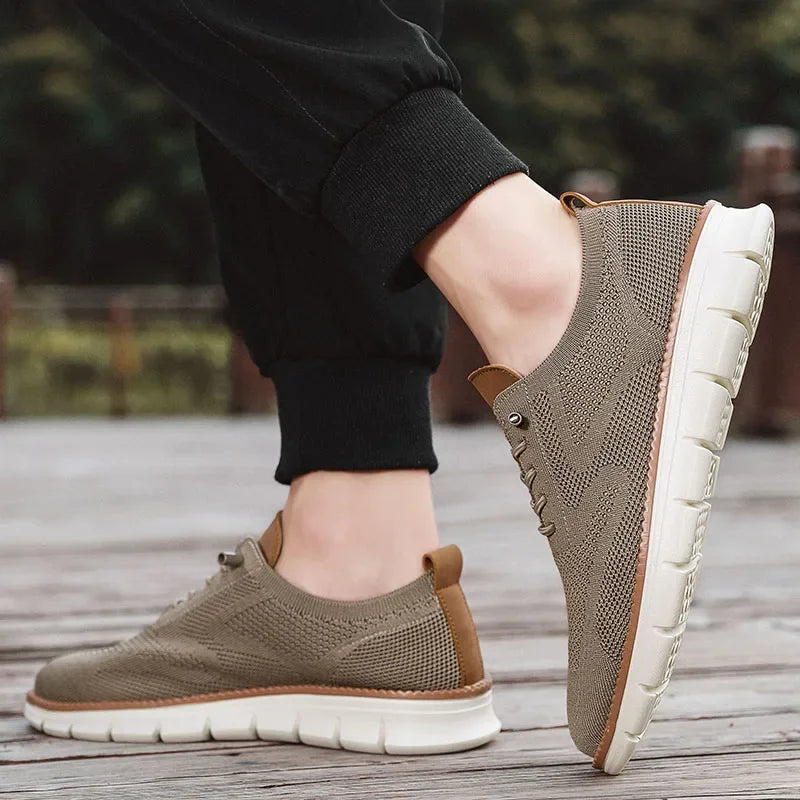 Men Casual Shoes Classic Breathable Brogue Flats Cushioning Color Blocking Design Dress Shoes Versatile Sneakers Lightweight
