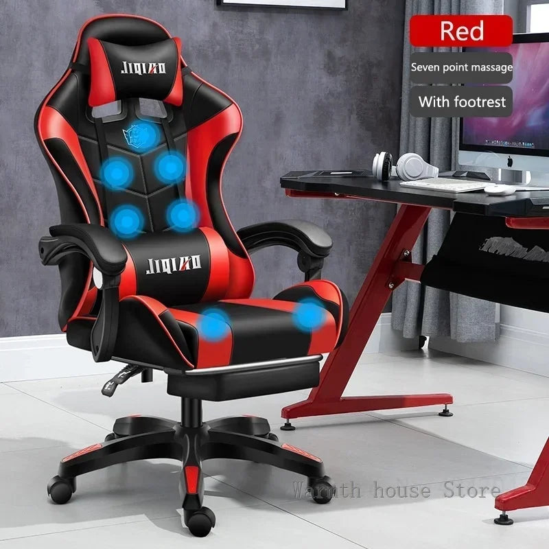 RGB Gaming Chair Ergonomic Computer Chair with Massage Function, Reclining Office Chair, Swivel Gamer Chair with Adjustable Height and Armrests