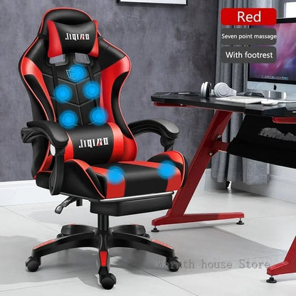 RGB Gaming Chair Ergonomic Computer Chair with Massage Function, Reclining Office Chair, Swivel Gamer Chair with Adjustable Height and Armrests