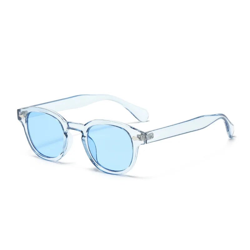 JNPCXI Vintage Round Sunglasses Women Men Retro Rivet Blue Gradient Female Sun Glasses UV400