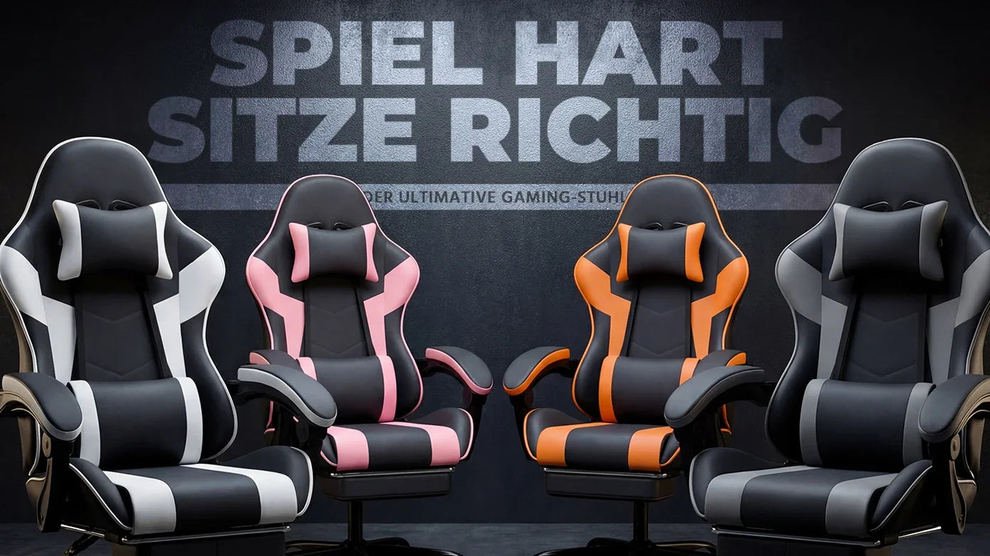 Ergonomic Gaming Chair with Lumbar Support, Adjustable Reclining PC Gaming Chair, Breathable PU Leather Office Chair, 200kg Heavy Duty