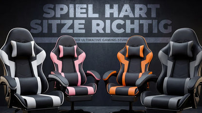 Ergonomic Gaming Chair with Lumbar Support, Adjustable Reclining PC Gaming Chair, Breathable PU Leather Office Chair, 200kg Heavy Duty