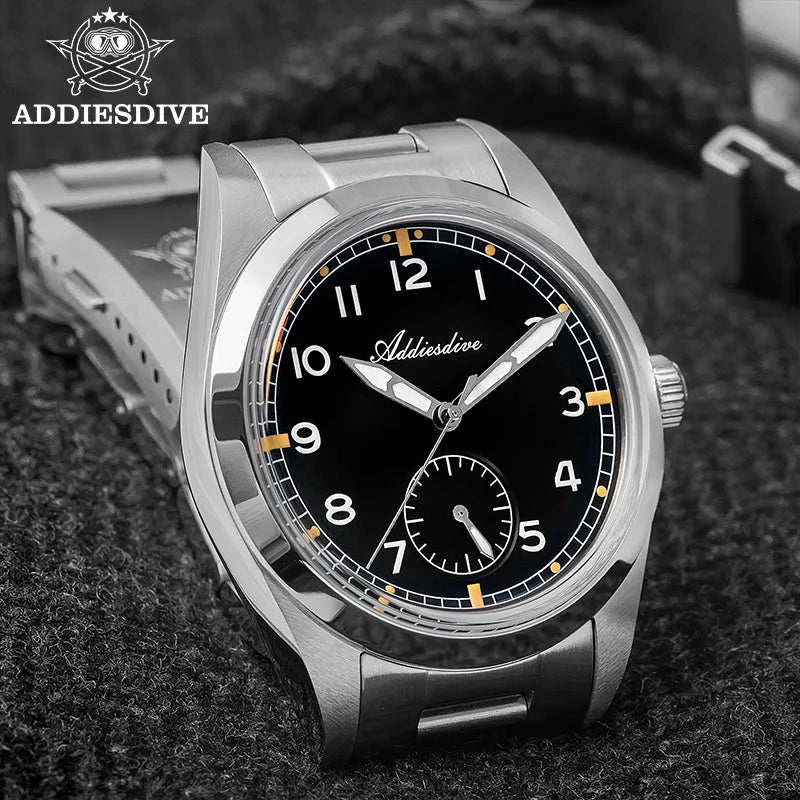 ADDIESDIVE 36mm Men's Quartz VH60 Watch BGW9 Luminous Bubble Mirror Pot Cover Glass 10Bar Waterproof Stainless Steel Watch