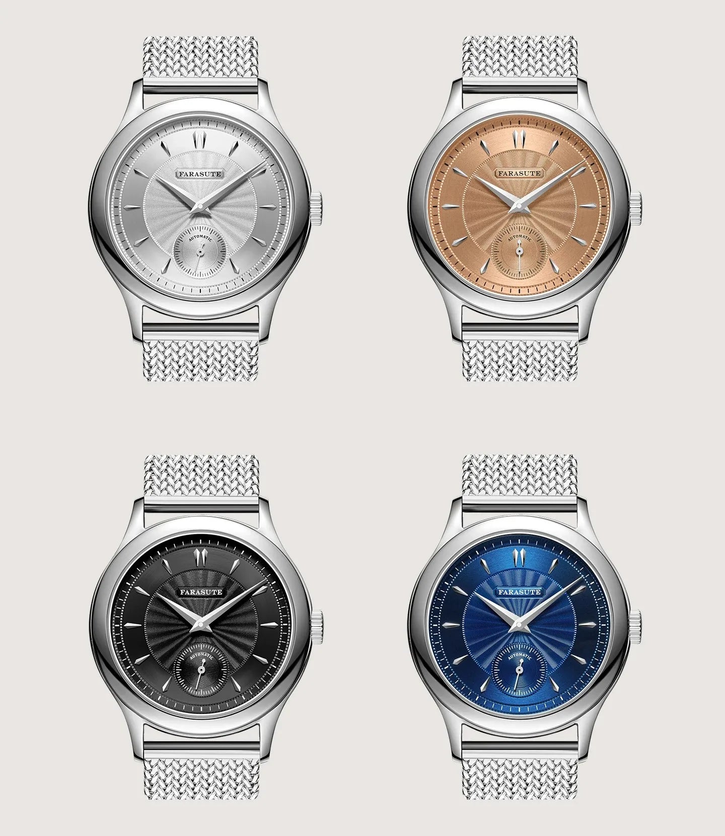 FARASUTE Retro Hangzhou Customized Movement Automatic Mechanical Watch Men Sapphire Stainless Steel Small Second Hand Wristwatch