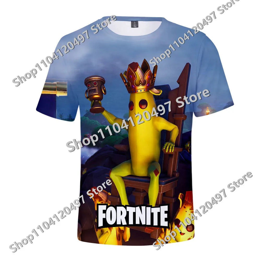 Japanese Anime Fortnite Summer T-shirt for Men and Women Battle Royale Short-Sleeved Casual Comfortable Loose Harajuku Streetwear