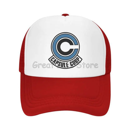 Capsule Corp Mesh-Baseballkappen Unisex-Hip-Hop-Trucker-Cap Anime DBZ Dad-Cap Verstellbare Rennkappe Sommer-Trucker-Snapback-Kappen
