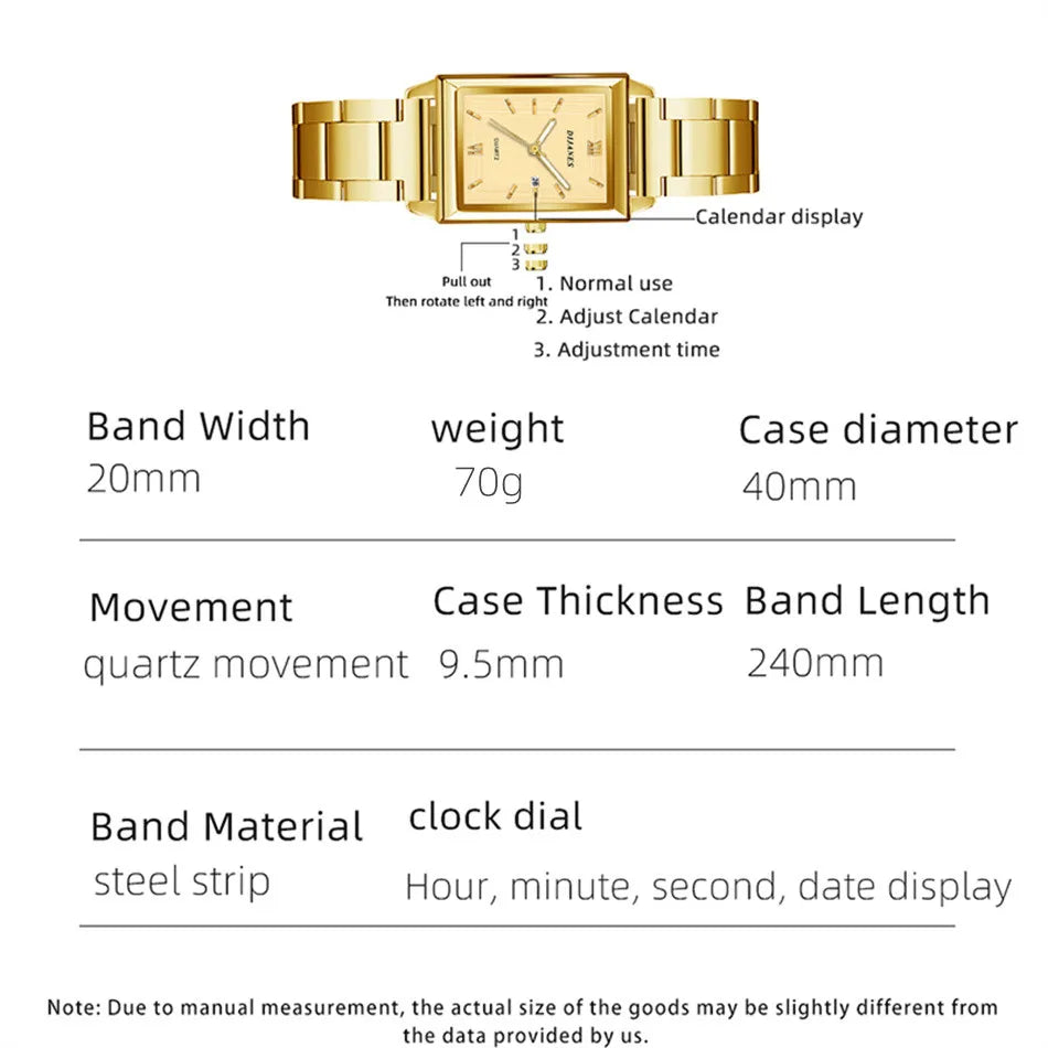 Fashion Watches for Men Luxury Rectangle Stainless Steel Men's Quartz Wristwatch Business Man Watch Clock Gift relogio masculino