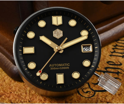 San Martin 44mm Men's Diver Watch Vintage MM300 Gilt Dial Sport NH35 Automatic Mechanical Sapphire Waterproof 300M C3 Lume SN0087