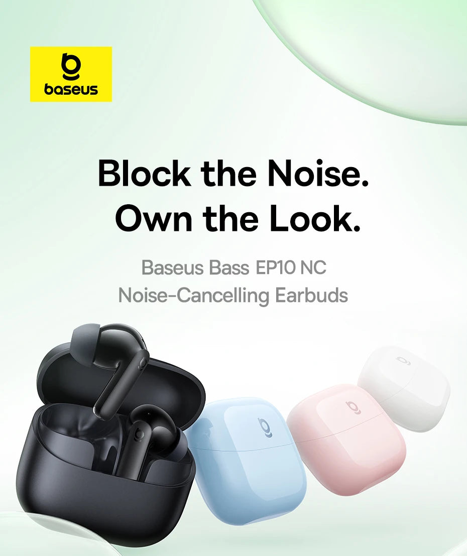 Baseus Bass EP10 NC True Wireless Earbuds Bluetooth 6.0 – ANC Noise Cancelling Earbuds with 4-Mic AI Clear Calls & 41H Playtime