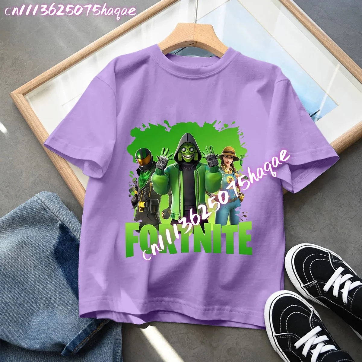 Fortnite Children’s T-Shirts Anime Printed Characters Tops Cartoon Fortress Night Summer Clothes Girls Short Sleeve Pullover Tees