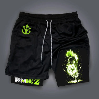 Dragon Ball Anime Peripheral Majin Buu GOKU Printed Sports Double-layer Shorts American 2025 Summer Men's Loose Breathable Pants, Produit gaming premium Fraquane