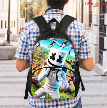 Fortnite Cartoon 3Pcs School Bag Set Unisex for Boys Girls, Backpack with Front Pocket, Lunch Bag and Pencil Case Best Gift