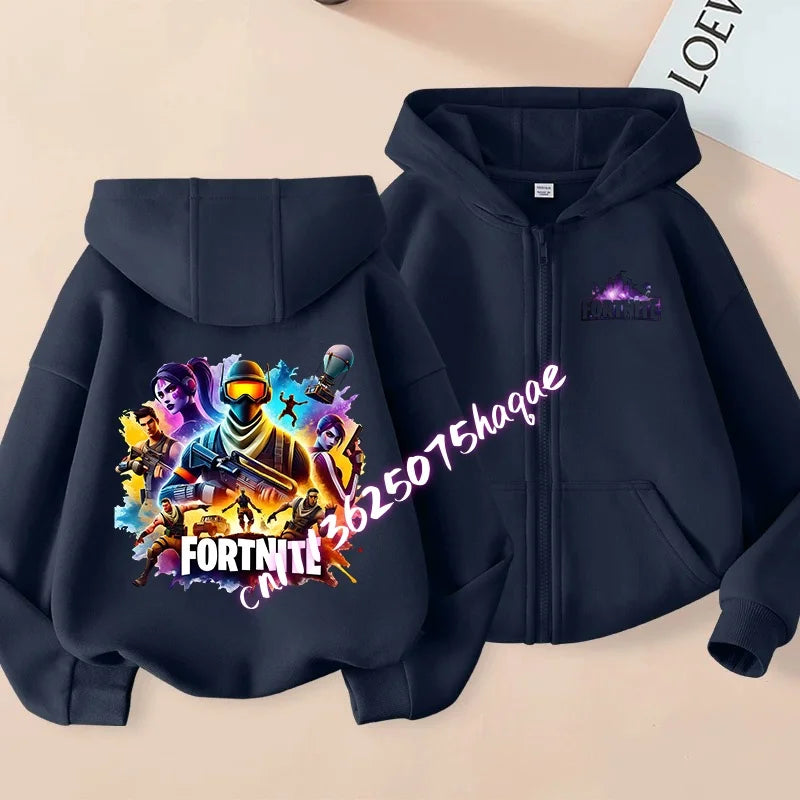 Fortnites Kinder-Kapuzenjacken mit Reißverschluss Anime Fortress Night Sweatshirts Game Frühling Herbst Hoodies Sportbekleidung Kinderkleidung Geschenk