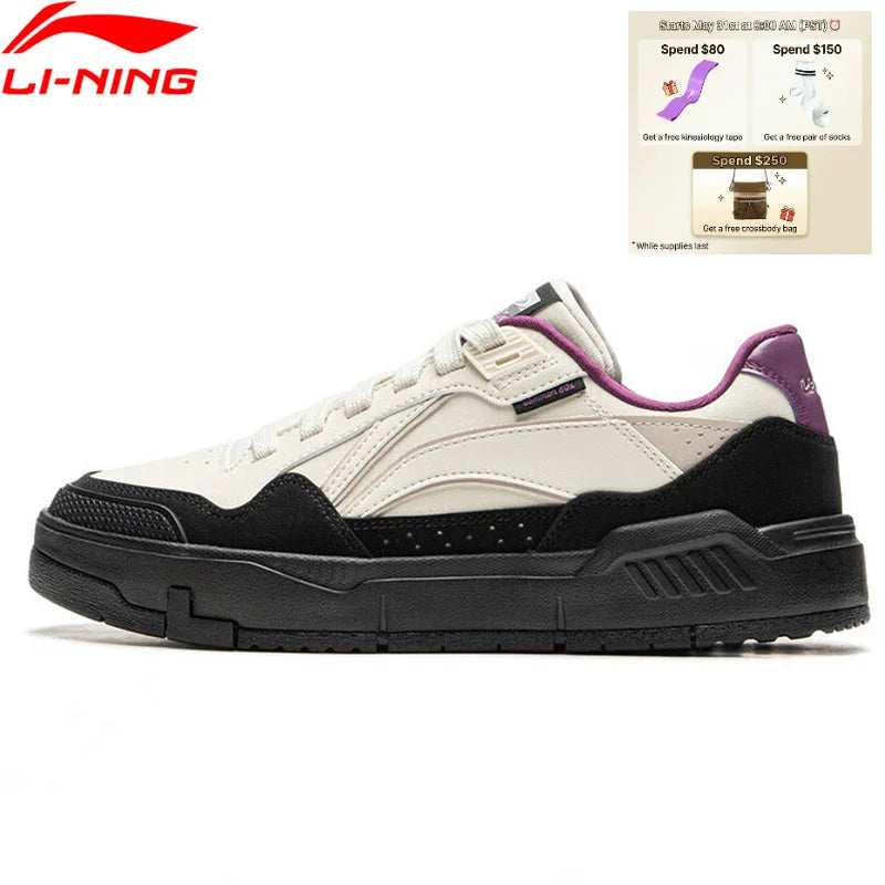 Li-Ning Women's COMMON 80s Lifestyle Shoes DUAL CUSHION Wearable Sport Shoes Classic Comfortable Li-Ning Leisure Sneakers AGCU158