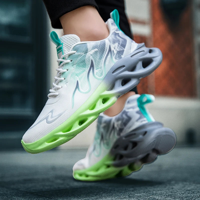 Men's Running Shoes Mesh Breathable Flat Cushioning Soft Comfortable Sneakers Outdoor Gym Trendy Casual Jogging Shoes for Men