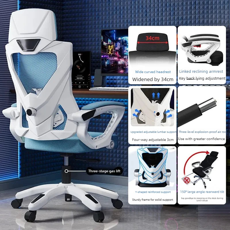 Luxury Ergonomic Office Chair Recliner Gaming Chair with Armrests, High Back Swivel Office Chair, Comfortable Home Office Furniture with Adjustable Height