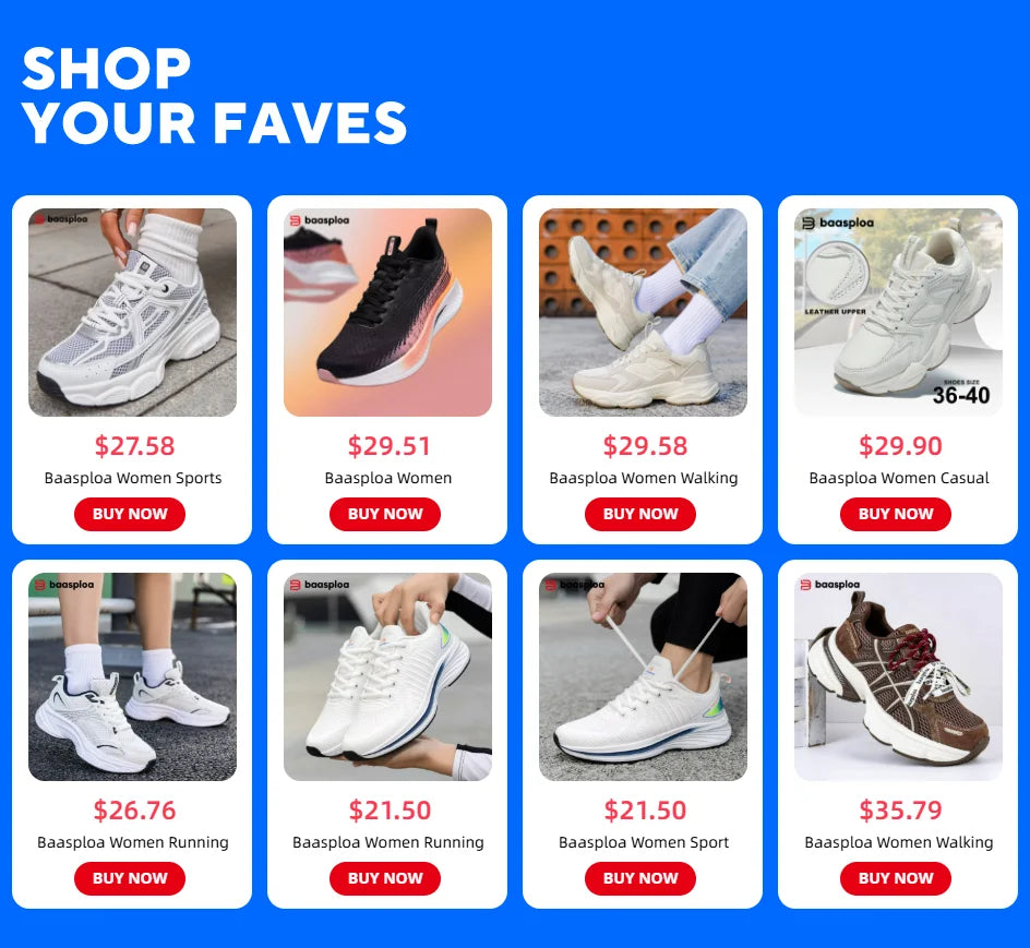 Baasploa Women Walking Shoes Lightweight Mesh Breathable Sport Shoes Comfort Soft Female Leather Height Increase Casual Sneakers