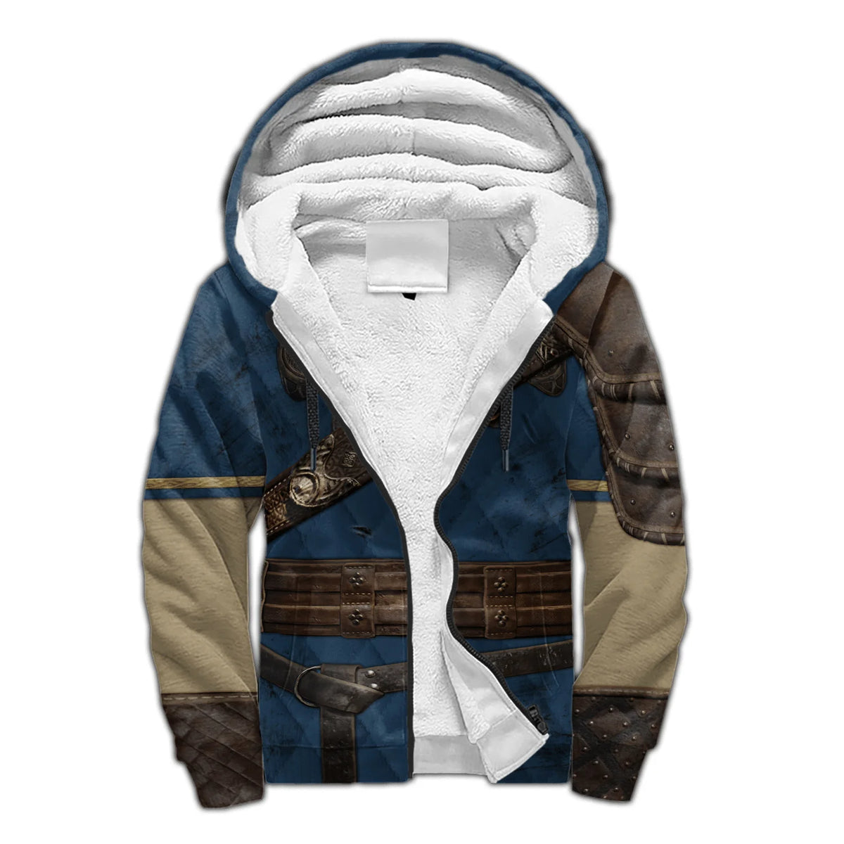 Mjolnir Odino Corvo Lupo Tatuaggio Felpa con cappuccio da uomo invernale più spessa con zip, stampata in 3D, unisex, casual, tuta con cappuccio, giacca in pile calda KD16