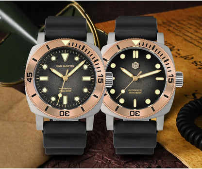 San Martin 42mm Retro Titanium Diver Watch NH35 Automatic Men Mechanical Watches Bronze Bezel Sapphire Luminous Waterproof 200m