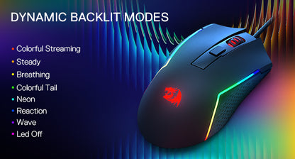 Redragon M616 RGB Gaming Mouse, Wired Optical Gaming Mouse with 10000 DPI, 6 Programmable Buttons, 8 RGB Backlit Modes, Ergonomic Gaming Mouse